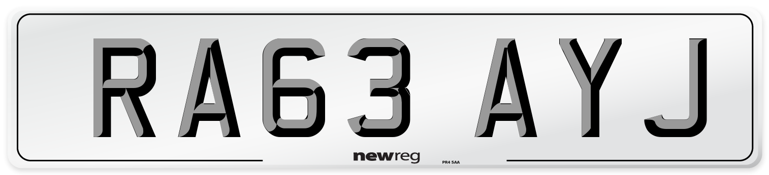 RA63 AYJ Number Plate from New Reg